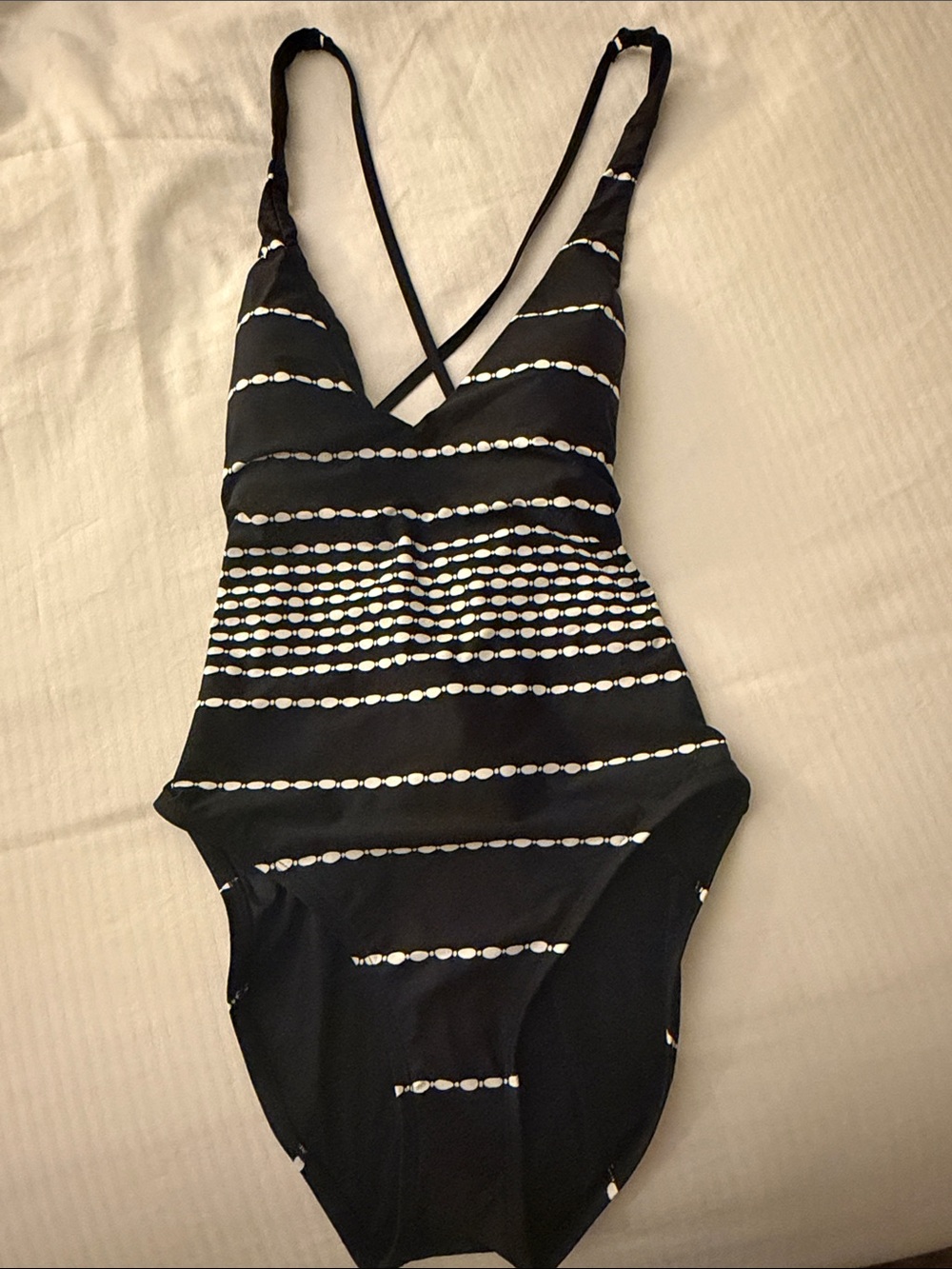 LA Blanca Black White Print bathing‎ suit vacation resort beach travel luxury
